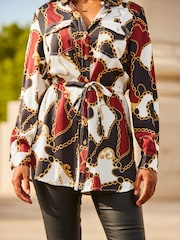 Sosandar Black Satin Tie Waist Tunic - Image 5 of 5