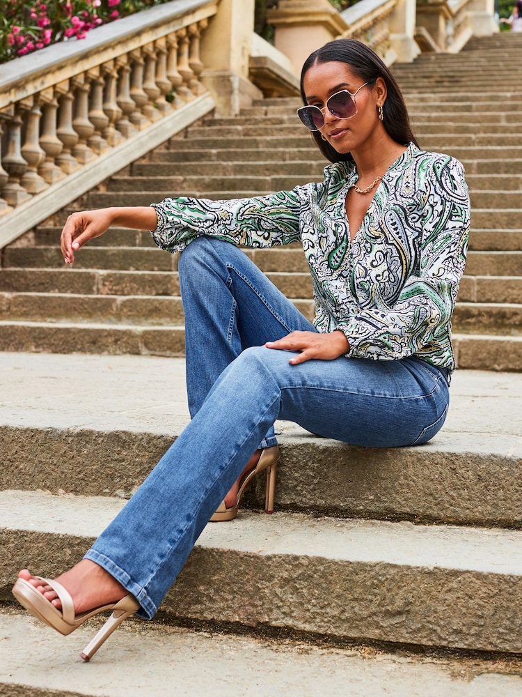 Sosandar Blue Mid Rise Bootcut Jeans - Image 1 of 5