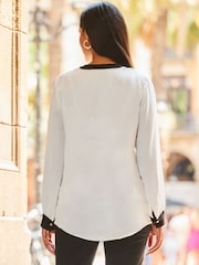 Sosandar White Contrast Tipping Tunic - Image 2 of 5