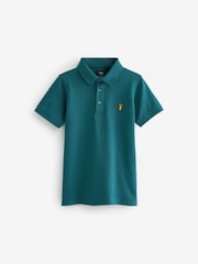 Blue Teal Short Sleeve Polo Shirt (3-16yrs) - Image 1 of 3
