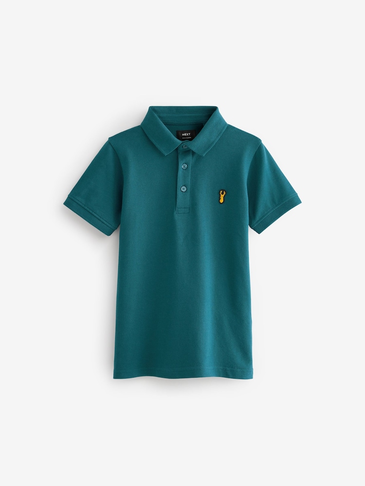Blue Teal Short Sleeve Polo Shirt (3-16yrs) - Image 1 of 3