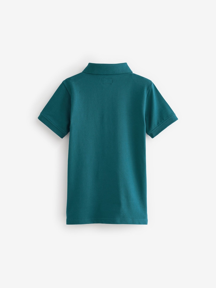 Blue Teal Short Sleeve Polo Shirt (3-16yrs) - Image 2 of 3