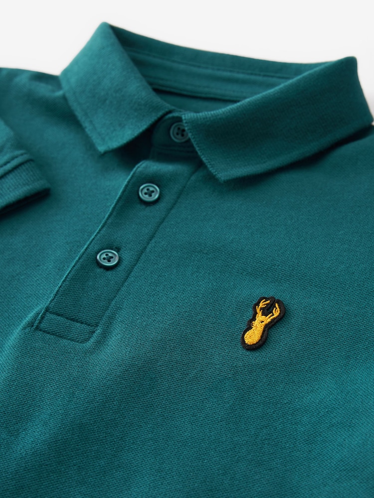 Blue Teal Short Sleeve Polo Shirt (3-16yrs) - Image 3 of 3