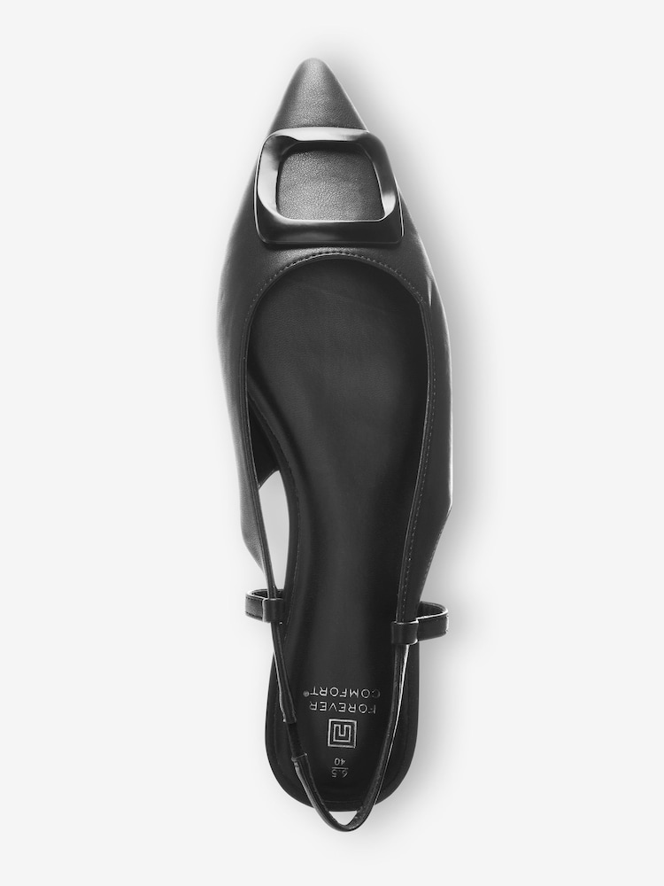Czarny - Forever Comfort® Buckle Detail Slingback Shoes - Image 3 of 4