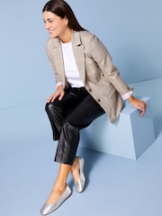 Silver Signature Leather Hi Cut Ballerina Shoes - Image 2 of 7