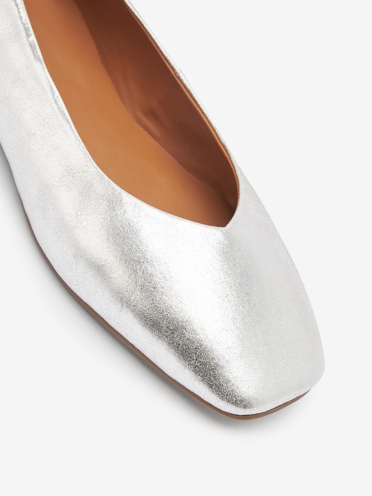 Silver Signature Leather Hi Cut Ballerina Shoes - Image 7 of 7