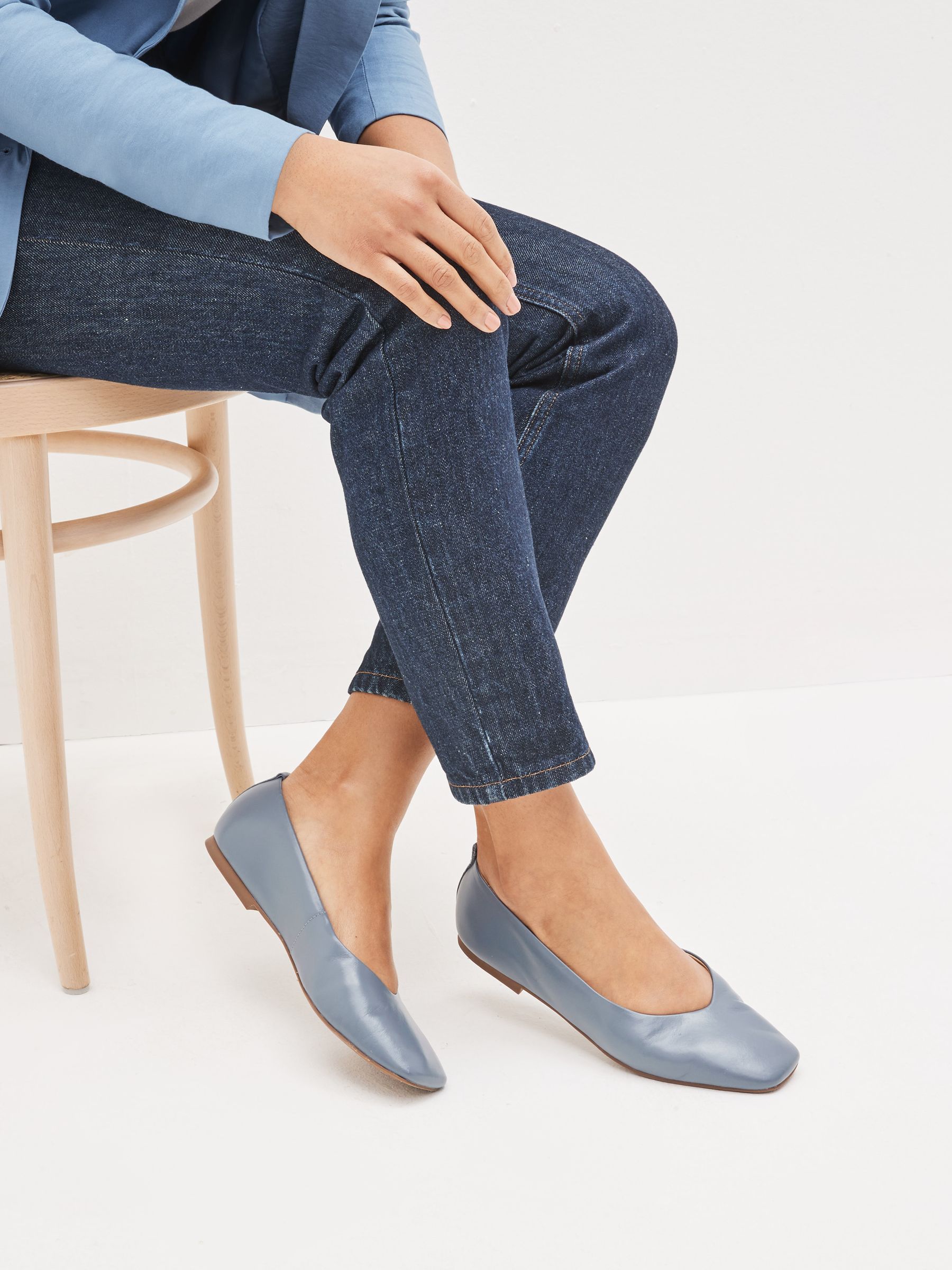 Buy Blue Signature Leather Hi Cut Ballerina Shoes from Next Luxembourg