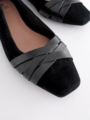 Black Forever Comfort® Leather Square Toe Ballerina Shoes - Image 2 of 5