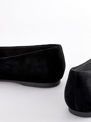 Black Forever Comfort® Leather Square Toe Ballerina Shoes - Image 5 of 5