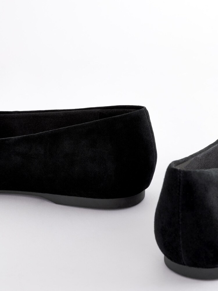 Black Forever Comfort® Leather Square Toe Ballerina Shoes - Image 5 of 5