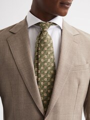 Reiss Green Comet Floral Print 100% Silk Tie - Image 2 of 5