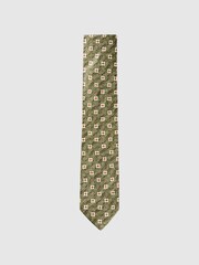 Reiss Green Comet Floral Print 100% Silk Tie - Image 4 of 5