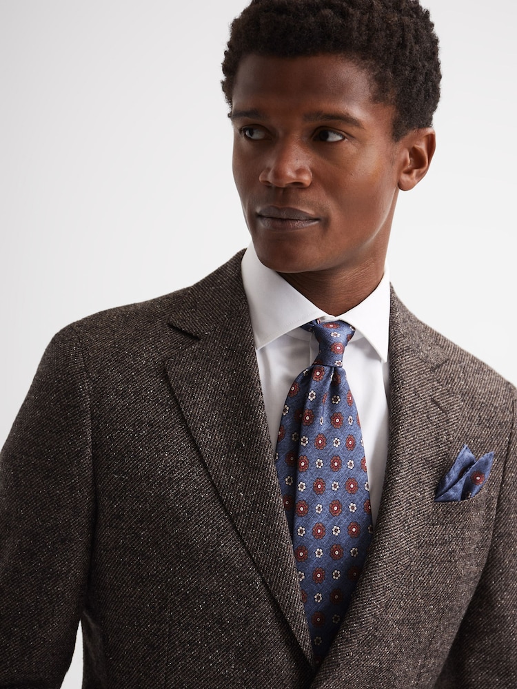 Reiss Indigo Sun Floral Medallion Silk Tie - Image 2 of 5
