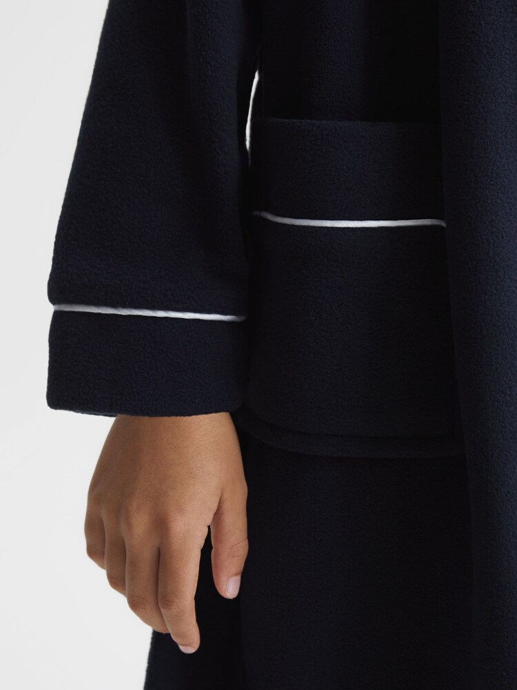 Reiss Snuggle Piped Fleece Nightwear Dressing Gown - Image 6 of 7
