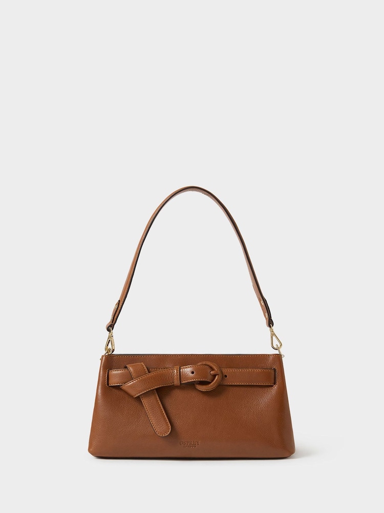 Osprey London Brown The East West Belt Leather Shoulder Bag - Image 1 of 4 Osprey London Brown The East West Belt Leather Shoulder Bag - Image 1 of 4