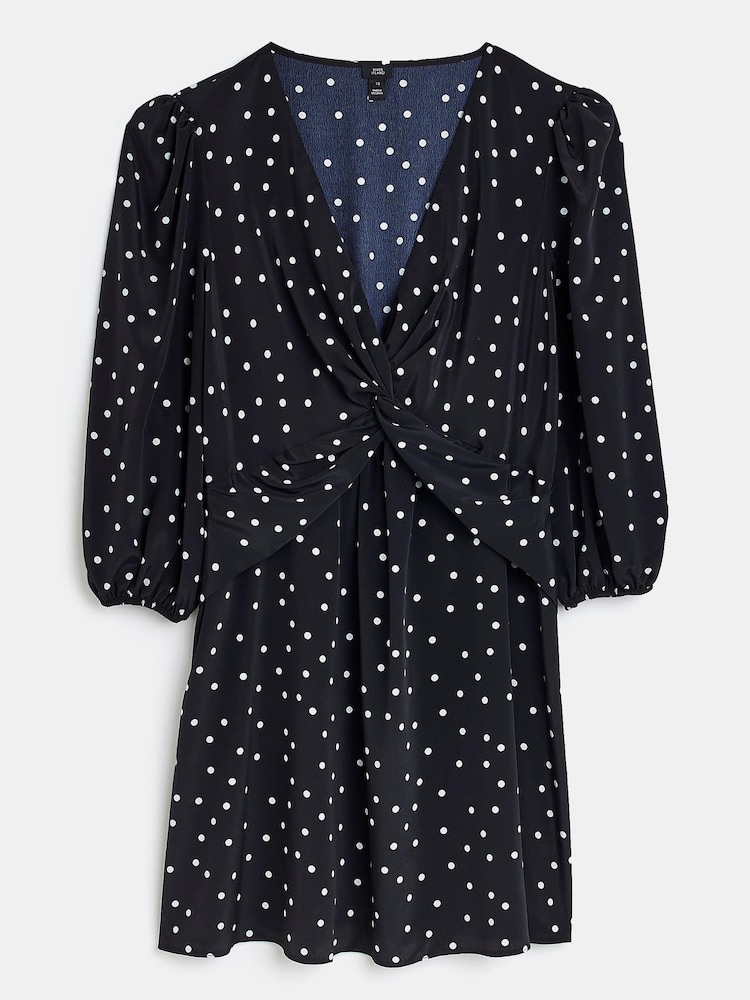 River Island Black Print Twist Mini Dress - Image 5 of 5