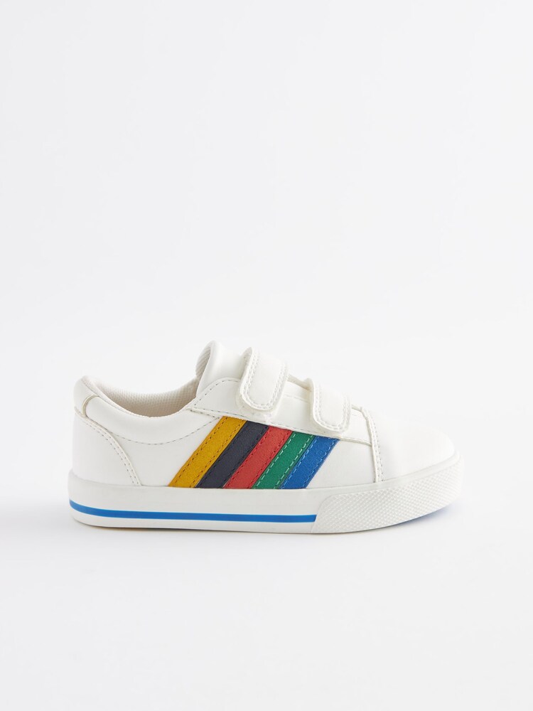 Blanc à rayures arc-en-ciel - Chaussures à fermeture scratch imprimé étoiles - Image 4 of 9