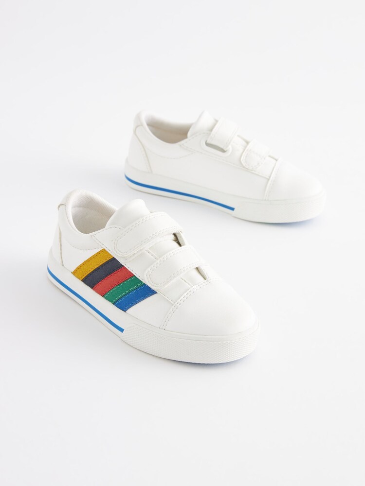 Blanc à rayures arc-en-ciel - Chaussures à fermeture scratch imprimé étoiles - Image 5 of 9