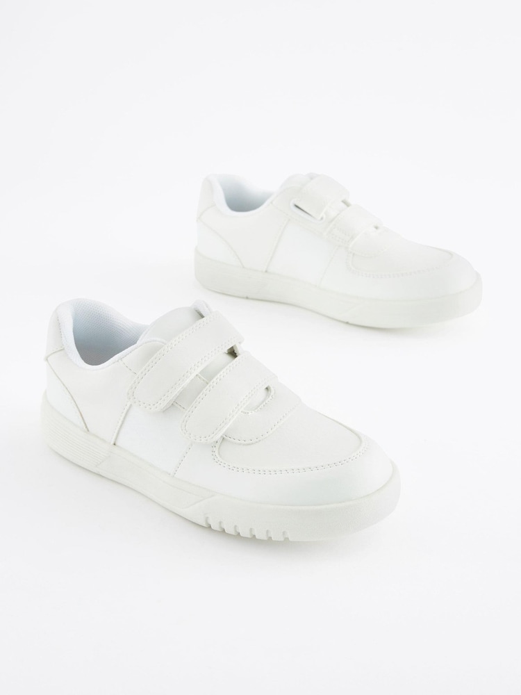 White Standard Fit (F) Strap Touch Fastening Shoes - Image 1 of 5
