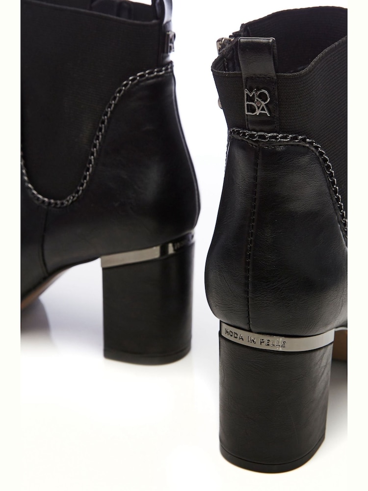 Moda In Pelle Elasticated Chain Detail Ankel Boots With Side Zip - Image 6 of 6 Moda In Pelle Elasticated Chain Detail Ankel Boots With Side Zip - Image 6 of 6