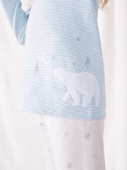 The White Company Синий 100% Хлопок Lumi Bear Side Wrap Пижама - Изображение 2 из 4