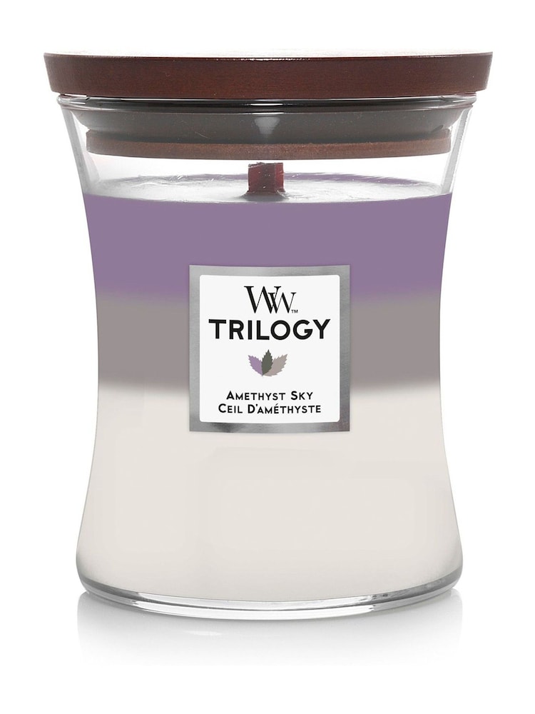 Woodwick Purple Trilogy Medium Jar Amethyst Sky Candle - Image 2 of 2 Woodwick Purple Trilogy Medium Jar Amethyst Sky Candle - Image 2 of 2