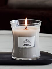 Woodwick Cream Medium Hourglass Warm Wool Candle - Image 1 of 2