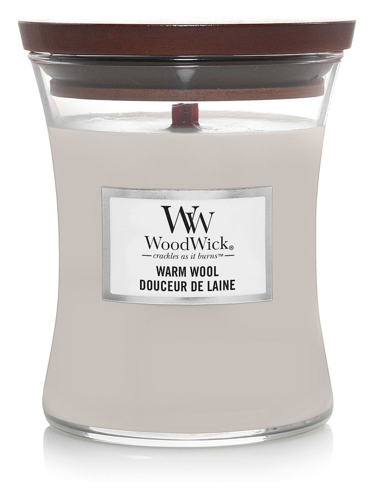 Woodwick Cream Medium Hourglass Warm Wool Candle - Image 2 of 2