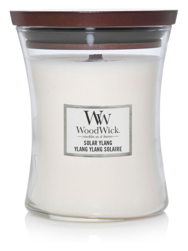 Woodwick White Medium Hourglass Solar Ylang Candle - Image 2 of 2