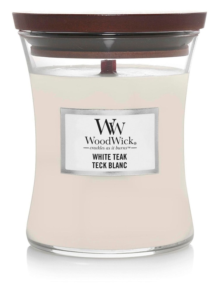 Woodwick White Medium Hourglass Teak Candle - Image 2 of 2