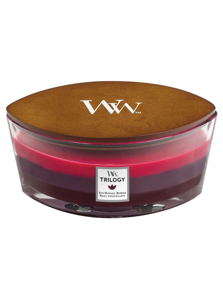 Woodwick Red Ellipse Trilogy Sun Ripened Berries Candle - Image 2 of 2