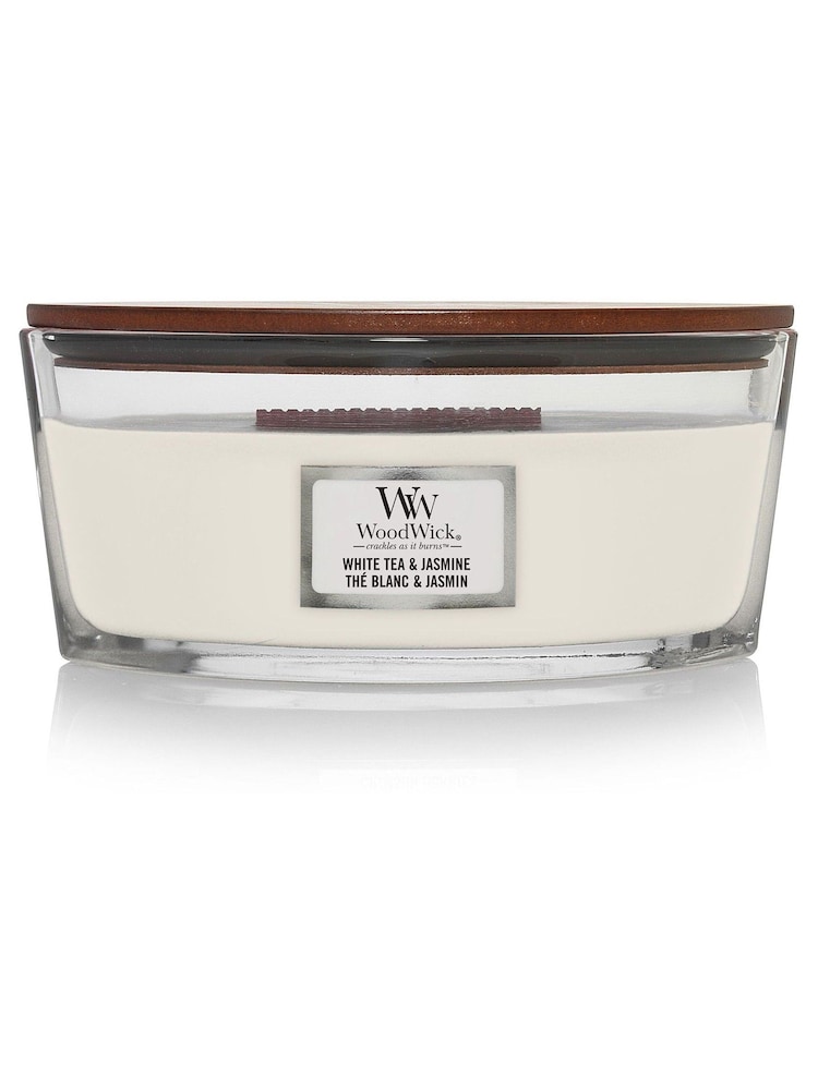 Woodwick White Ellipse Tea And Jasmine Candle - Image 2 of 2