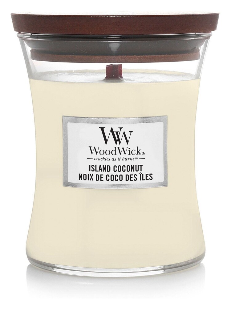 Woodwick White Medium Hourglass Island Coconut Candle - Image 2 of 2