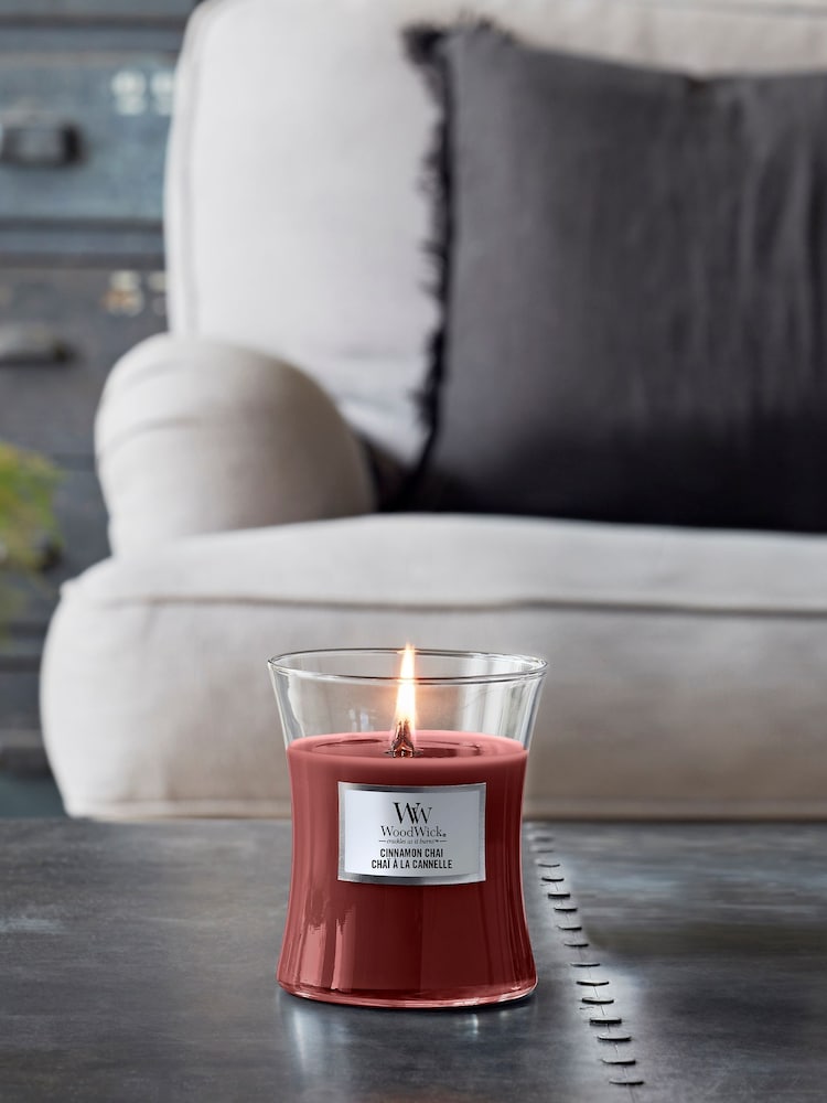 Woodwick Red Large Hourglass Cinnamon Chai Jar Candle - Image 1 of 2
