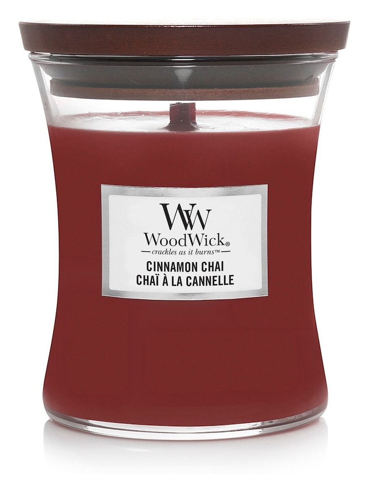 Woodwick Red Large Hourglass Cinnamon Chai Jar Candle - Image 2 of 2