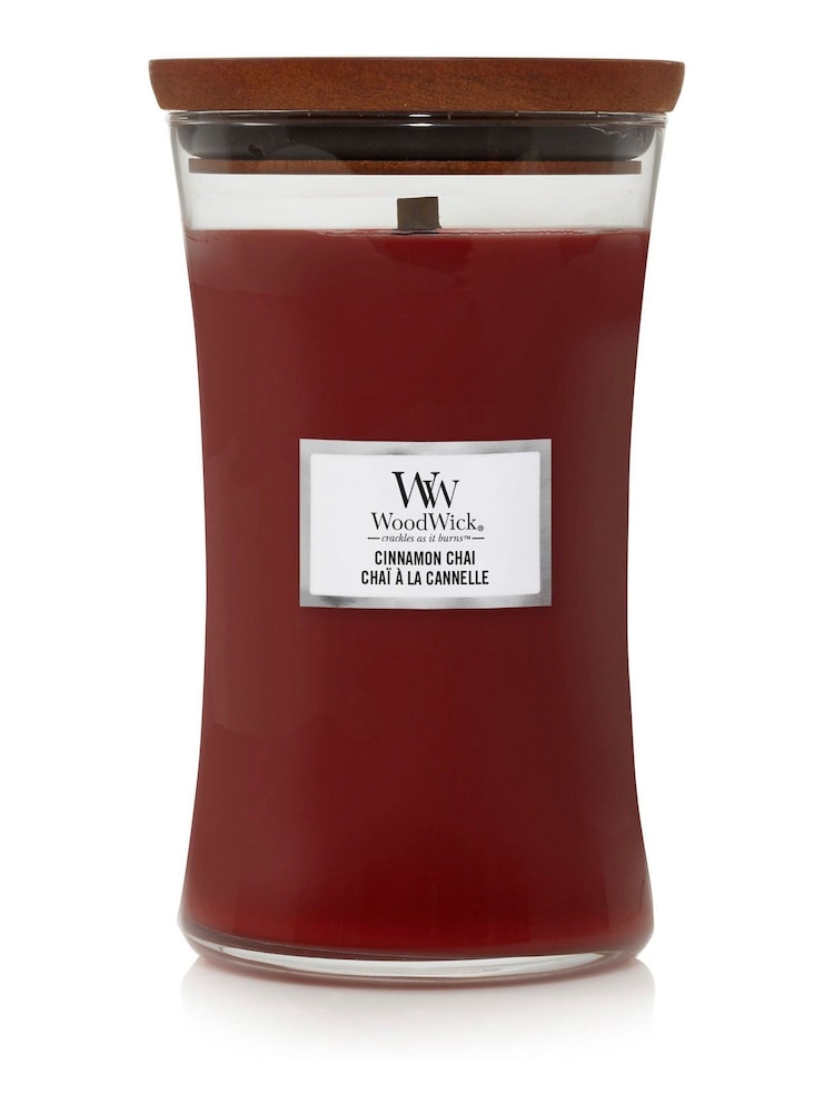 Woodwick Red Large Hourglass Cinnamon Chai Large Candle - Image 2 of 2