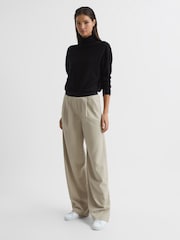 Reiss Stone Lena Wide Leg Elasticated Waist Trousers - Image 1 of 7