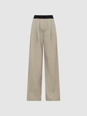 Reiss Stone Lena Wide Leg Elasticated Waist Trousers - Image 2 of 7