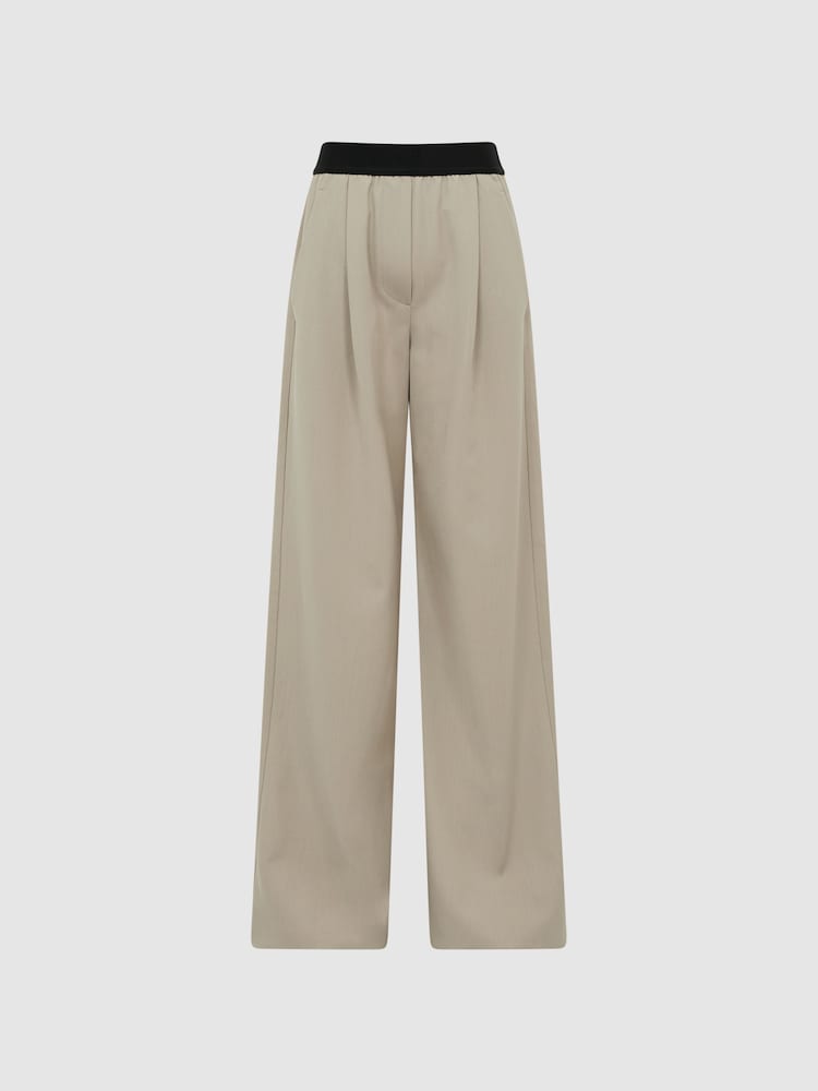 Reiss Stone Lena Wide Leg Elasticated Waist Trousers - Image 2 of 7