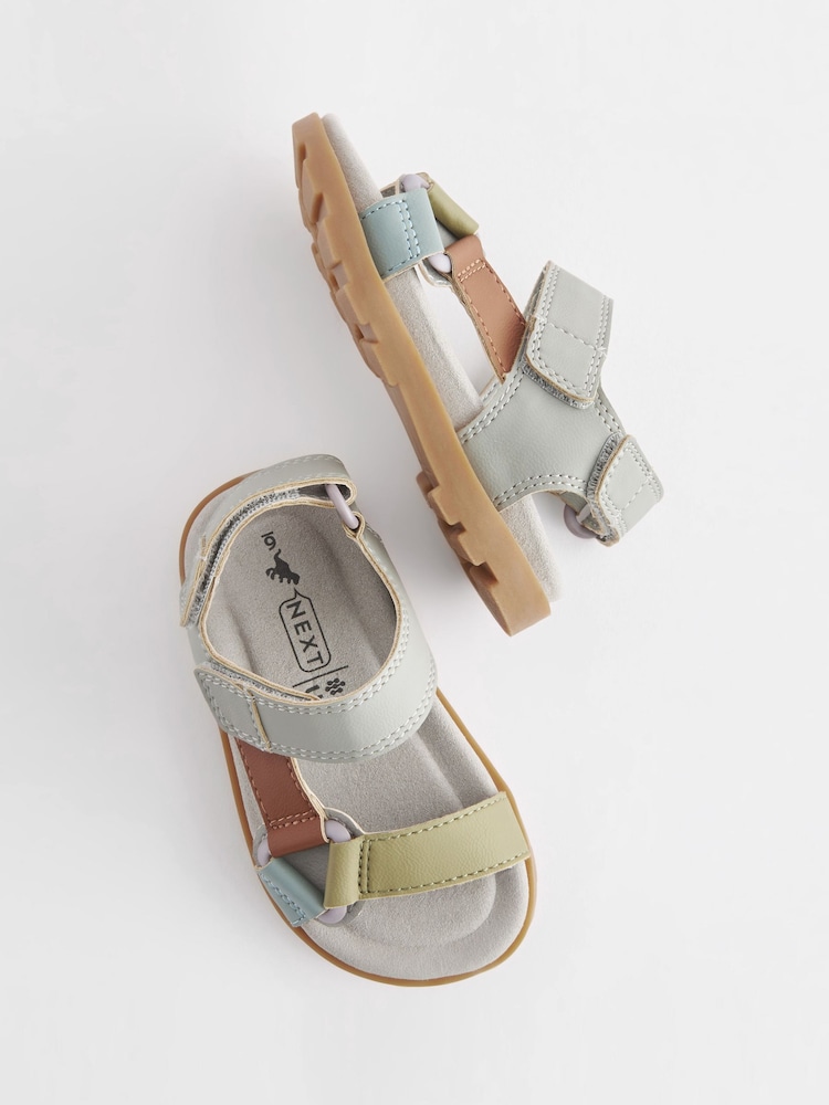 Mineral Blue Cushioned Touch Fastening Trekker Sandals - Image 1 of 6