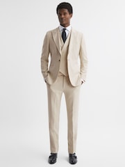 Reiss Ivory Gatsby Slim Fit Textured Double Breasted Waistcoat - Image 3 of 5