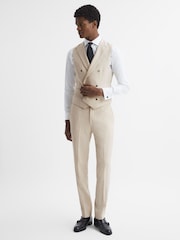 Reiss Ivory Gatsby Slim Fit Textured Double Breasted Waistcoat - Image 4 of 5