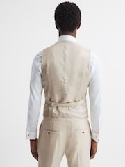 Reiss Ivory Gatsby Slim Fit Textured Double Breasted Waistcoat - Image 5 of 5