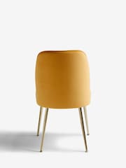 Set of 2 Soft Velvet Ochre Yellow Stella Gold Effect Leg Dining Chairs - Image 5 of 8