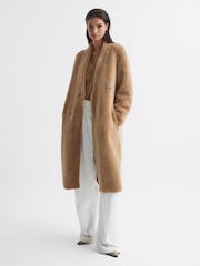 Reiss Tan Neave Reversible Long Shearling Coat - Image 1 of 9