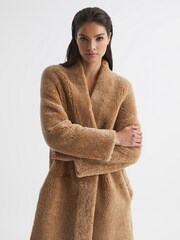 Reiss Tan Neave Reversible Long Shearling Coat - Image 7 of 9