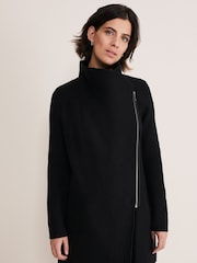 Phase Eight Black Zip Byanca Knit Coat - Image 1 of 6