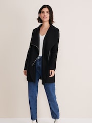Phase Eight Black Zip Byanca Knit Coat - Image 3 of 6