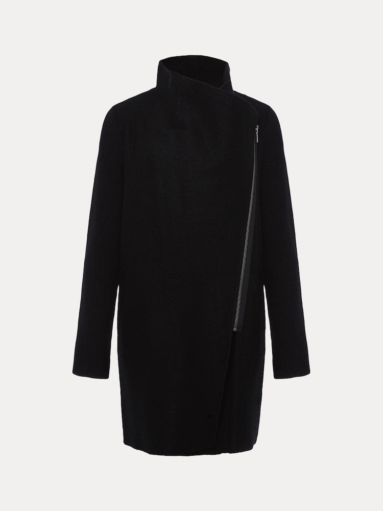 Phase Eight Black Zip Byanca Knit Coat - Image 6 of 6