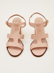 Phase Eight Brown Plaited T Bar Heeled Sandal Shoes - Image 3 of 7